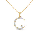 Crescent shape diamond pendant Lab grown diamond gold pendant