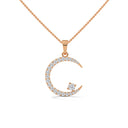 Crescent shape lab grown diamond pendant Rose Gold