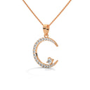 Crescent shape lab grown diamond pendant Rose Gold pendant
