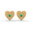 Amore fluted heart stud earrings emerald