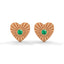 Amore fluted heart stud earrings emerald