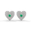 Amore fluted heart stud earrings emerald