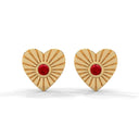 Amore fluted heart stud earrings ruby