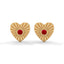 Amore fluted heart stud earrings ruby