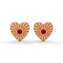 Amore fluted heart stud earrings ruby