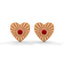 Amore fluted heart stud earrings ruby