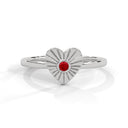 Amore fluted heart ring ruby
