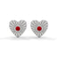 Amore fluted heart stud earrings ruby