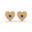 Amore fluted heart stud earrings sapphire