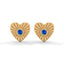 Amore fluted heart stud earrings sapphire