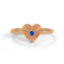 Amore fluted heart ring sapphire