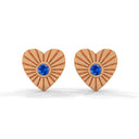 Amore fluted heart stud earrings sapphire