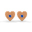 Amore fluted heart stud earrings sapphire