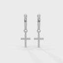 Divine cross drop hoops diamond
