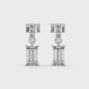 Bold baguette cut diamond centre stone drop earrings