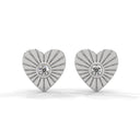 Amore fluted heart stud earrings diamond